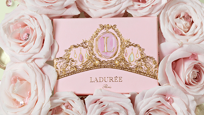 The "Tiara" box adorned with a Ladurée tiara.