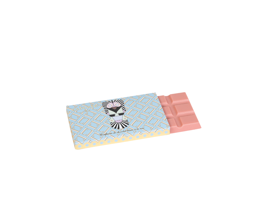 Mini tablette de chocolat "ivoire" parfumé à la rose