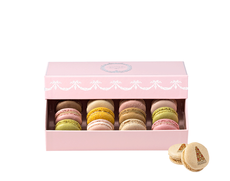 "Congratulations" 12 macarons gift box - pink